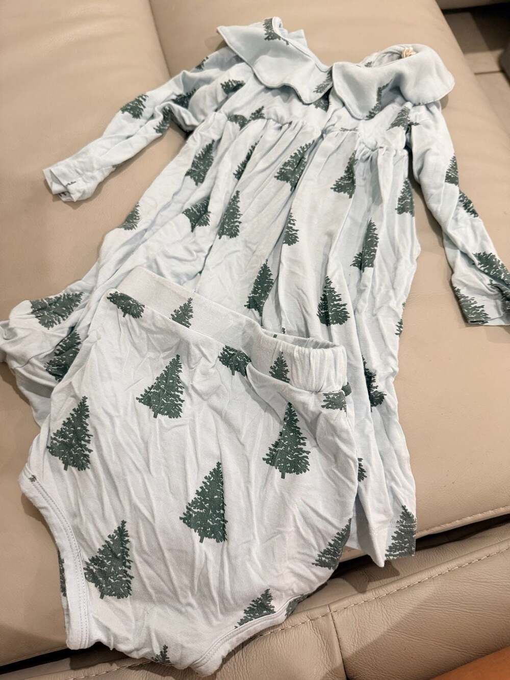 Kate Quinn Dress Size 18-24M Christmas Pine Tree Peter Pan Collar